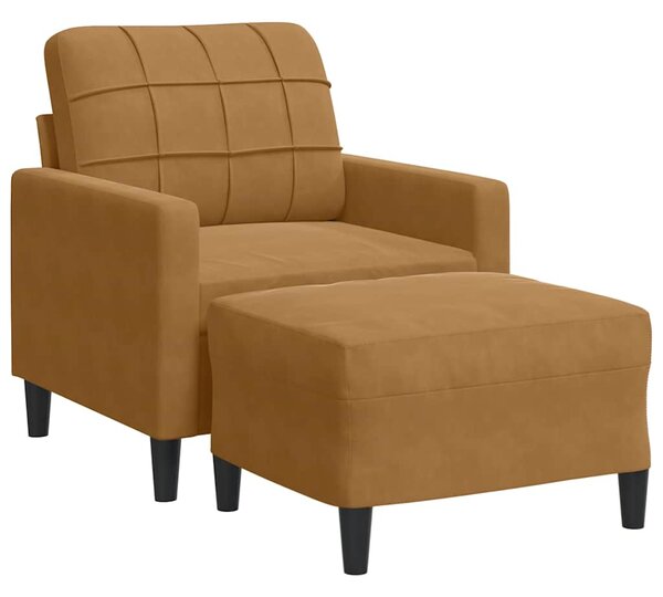 Křeslo s podnožkou hnědé 60 cm samet 3278264