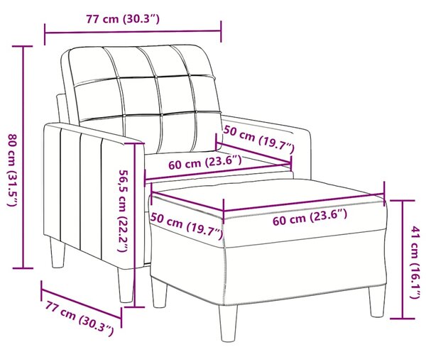 Křeslo s podnožkou hnědé 60 cm samet 3278264