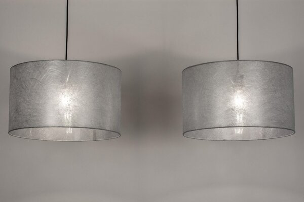 Závěsné designové svítidlo nad jídelní stůl Duo Silver and Black Unima (LMD)