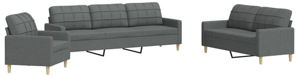 3dílná sedací souprava tmavě šedá textil 3278288