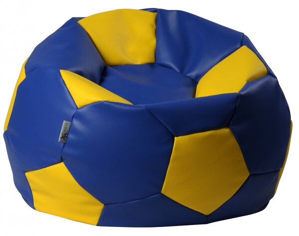 ANTARES Euroball medium - Sedací pytel 65x65x45cm - koženka modrá/žlutá