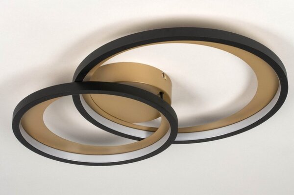 Stropní stmívatelné LED svítidlo do ložnice Omega Black and Gold 59 (LMD)