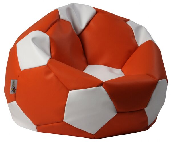 ANTARES Euroball medium - Sedací pytel 65x65x45cm - koženka oranžová/bílá