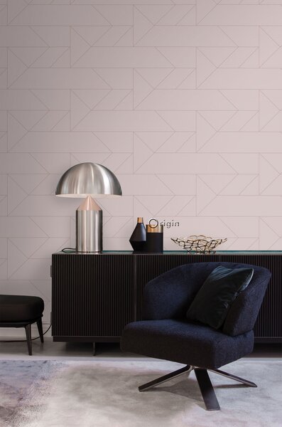 Starorůžová geometrická vliesová tapeta, metalické linie 347721, City Chic, Origin