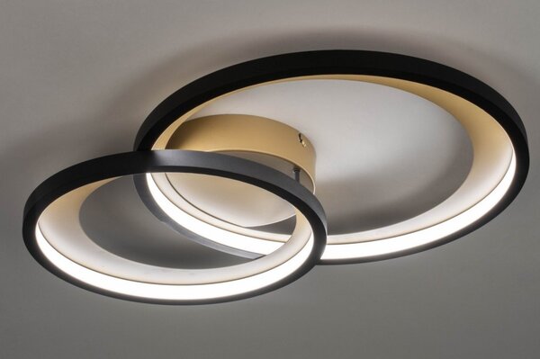 Stropní stmívatelné LED svítidlo do ložnice Omega Black and Gold 59 (LMD)