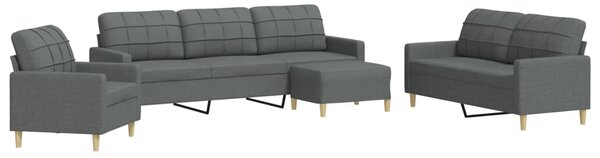 4dílná sedací souprava s podnožkou tmavě šedá textil 3278296