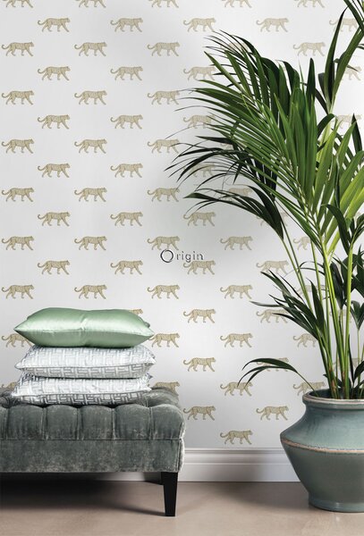 Starorůžová vliesová tapeta s metalickými leopardy 347729, City Chic, Origin