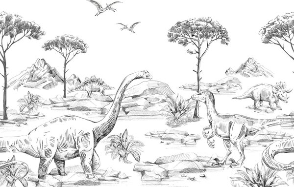 Vliesová obrazová tapeta Dinosauři 159063, 300 x 279 cm, Forest Friends, Esta