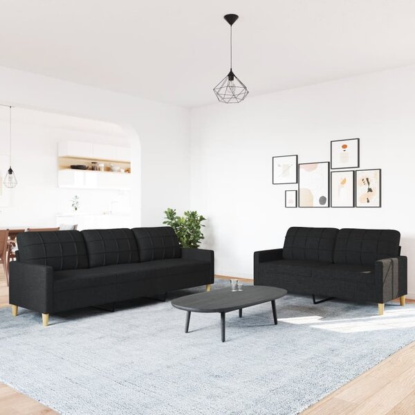 2dílná sedací souprava černá textil 3278323