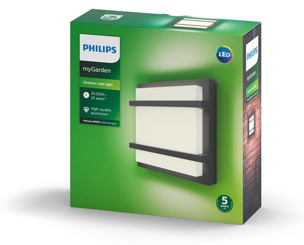 Philips 817394/93/P3 Petronia LED 4000K nástěnné exteriérové ​​svítidlo 12W=1200lm IP44