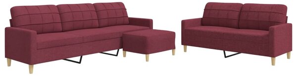 3dílná sedací souprava s podnožkou vínová textil 3278333