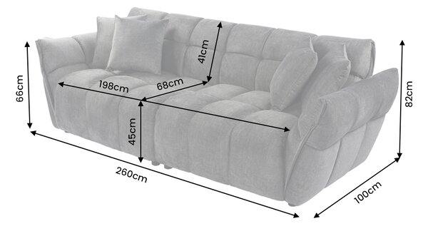 Pohovka CLOUD 3M 260 CM šedá samet Nábytek | Obývací pokoj | Sedací soupravy a pohovky | Pohovky | Pevné