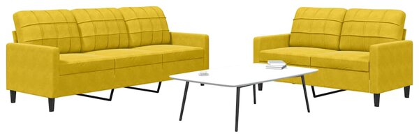 2dílná sedací souprava s poduškami žlutá samet 3278397