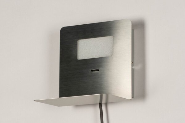 Nástěnné LED svítidlo do ložnice Portal Steel USB (LMD)