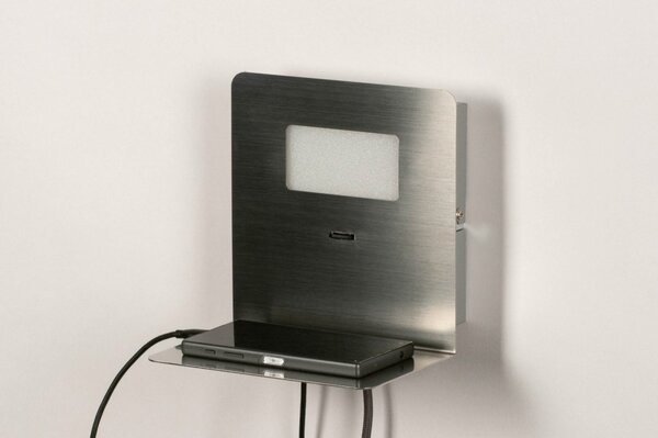 Nástěnné LED svítidlo do ložnice Portal Steel USB (LMD)