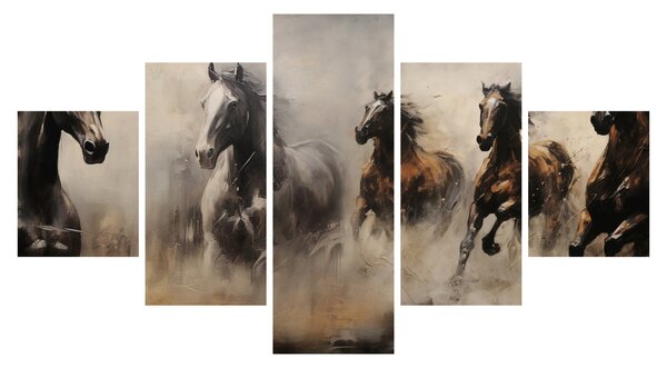 Obraz - Olejomalba koní (125x70 cm)