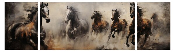 Obraz - Olejomalba koní (170x50 cm)