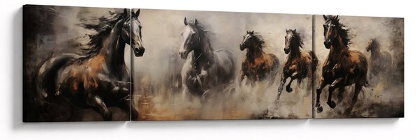 Obraz - Olejomalba koní (170x50 cm)