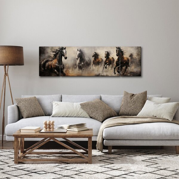 Obraz - Olejomalba koní (170x50 cm)