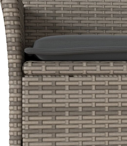 3dílný bistro set s poduškami šedý polyratan a sklo 3278742