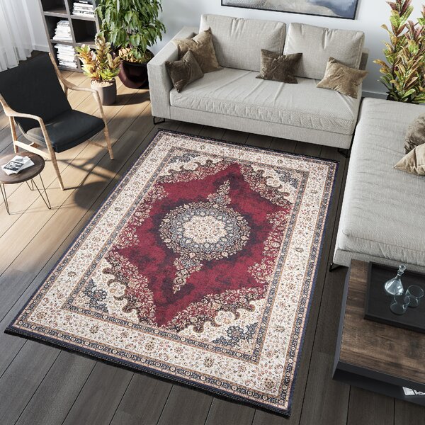 Makro Abra Kusový koberec pratelný VICTORIA 36441 Klasický pogumovaný červený Rozměr: 80x150 cm