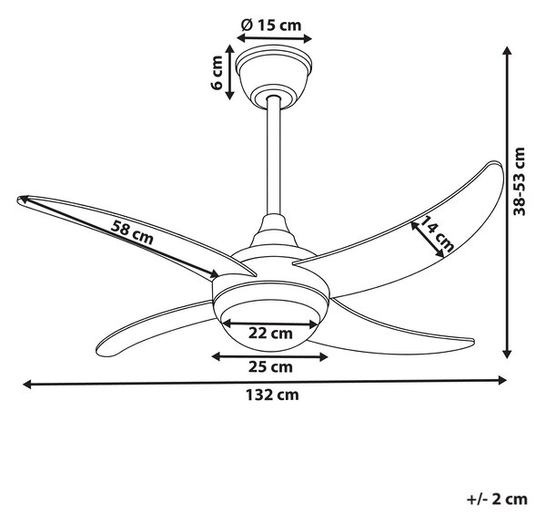 Stropní ventilátor se světlem CHACANA s dálkovým ovládáním LED Mosazná