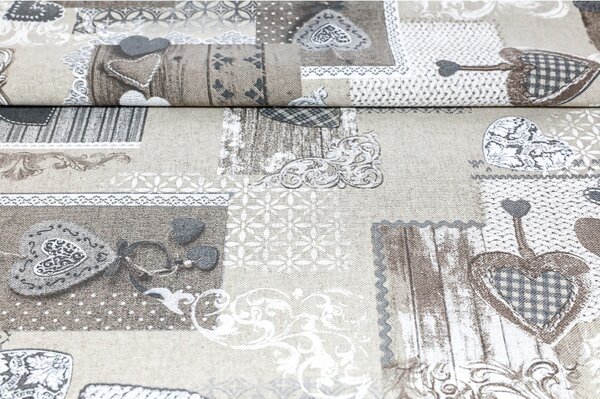 Kulatý ubrus patchwork šedohnědá srdíčka Barva Šedohnědá Rozměry Kruh Ø 140 cm