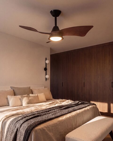 Stropní ventilátor se světlem HAINES s dálkovým ovládáním LED Černá