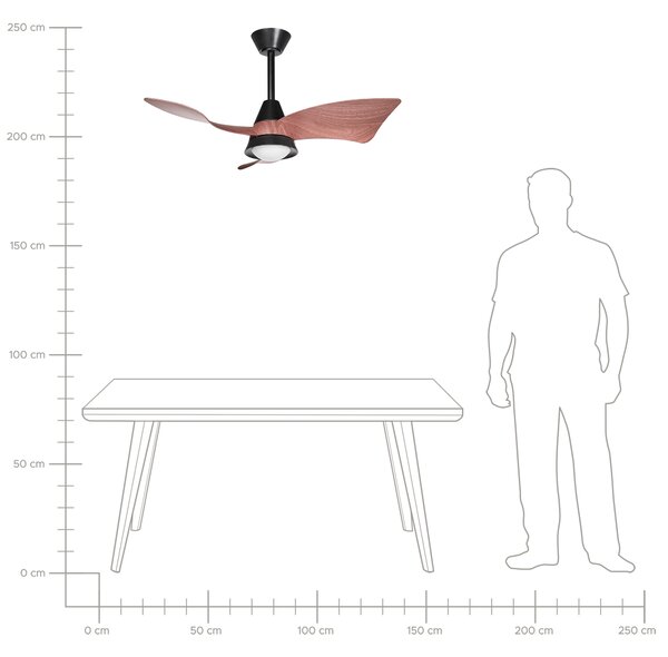 Stropní ventilátor se světlem HAINES s dálkovým ovládáním LED Černá