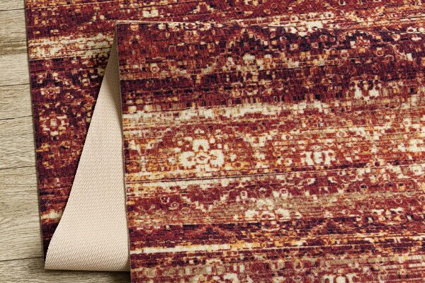 Associated Weavers Běhoun pogumovaný DIGITAL - BERGEN Marocký Jetel bordó béžový Šíře: 65 cm