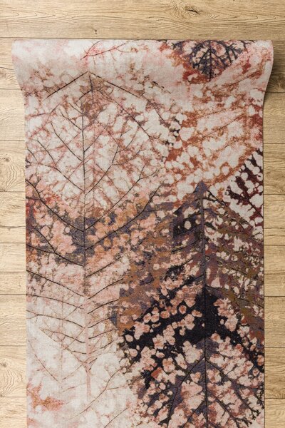 Associated Weavers Běhoun pogumovaný DIGITAL - LEAVES Listy béžový růžový Šíře: 65 cm
