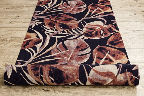 Associated Weavers Běhoun pogumovaný DIGITAL - MONSTERA Listy béžový růžový černý Šíře: 65 cm