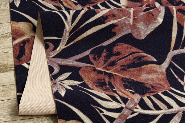 Associated Weavers Běhoun pogumovaný DIGITAL - MONSTERA Listy béžový růžový černý Šíře: 65 cm