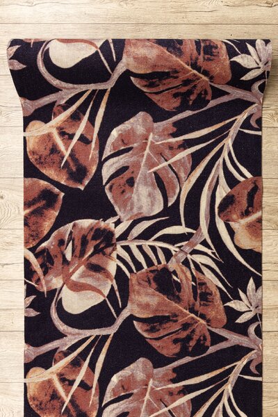 Associated Weavers Běhoun pogumovaný DIGITAL - MONSTERA Listy béžový růžový černý Šíře: 65 cm