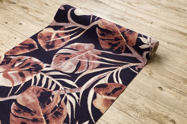 Associated Weavers Běhoun pogumovaný DIGITAL - MONSTERA Listy béžový růžový černý Šíře: 65 cm