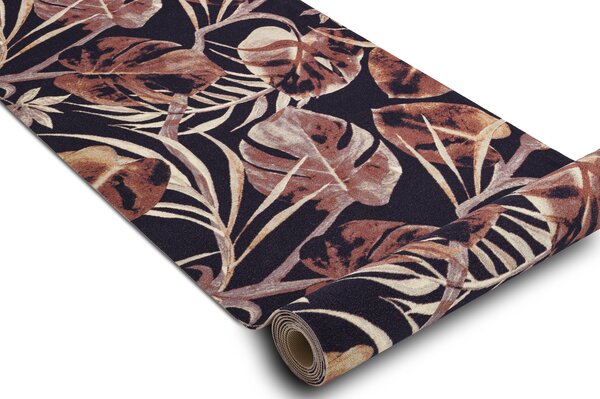 Associated Weavers Běhoun pogumovaný DIGITAL - MONSTERA Listy béžový růžový černý Šíře: 65 cm