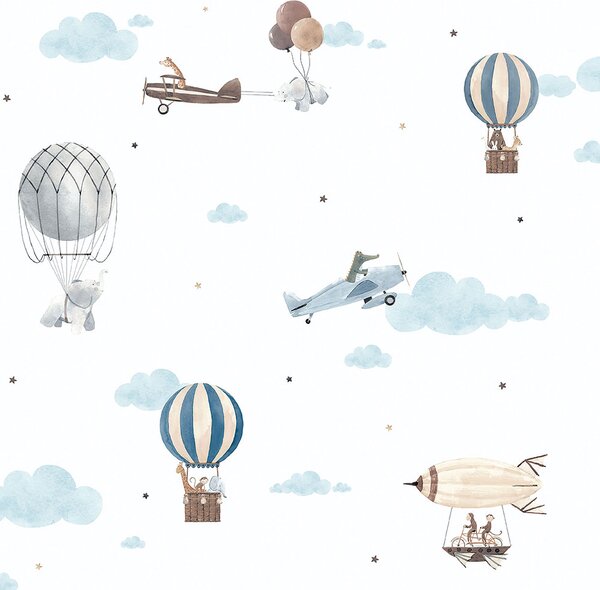 Dětská papírová tapeta se zvířátky, letadly, balóny 456-1 rozměry 0,53 x 10,05 m