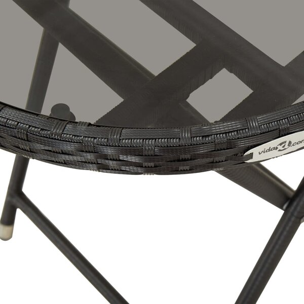 3dílný bistro set s poduškami černý polyratan a sklo 3278753