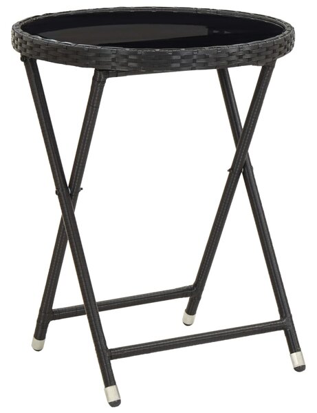 3dílný bistro set s poduškami černý polyratan a sklo 3278753