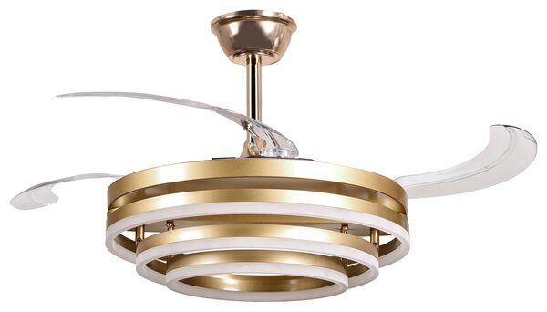 Stropní ventilátor se světlem AUCILLA s dálkovým ovládáním LED Zlatá