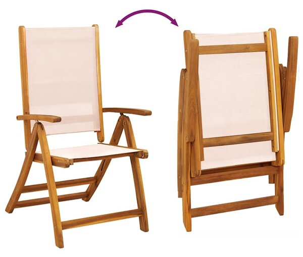 5dílný zahradní jídelní set masivní akáciové dřevo a textilen 3279272