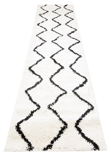Makro Abra Běhoun Shaggy DELHI 6063A krémový černý Šíře: 80 cm