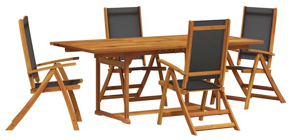 5dílný zahradní jídelní set masivní akáciové dřevo a textilen 3279260
