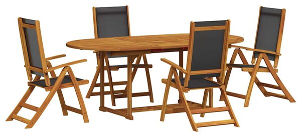 5dílný zahradní jídelní set masivní akáciové dřevo a textilen 3279258