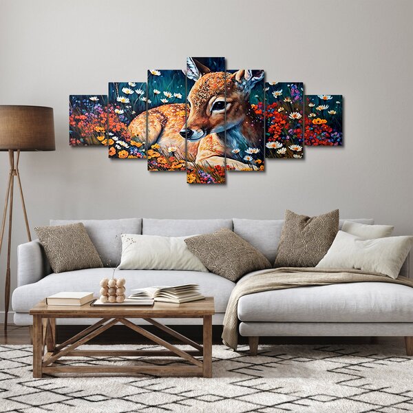 Obraz - Malované srně (210x100 cm)