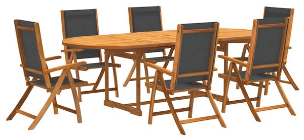 7dílný zahradní jídelní set masivní akáciové dřevo a textilen 3279262