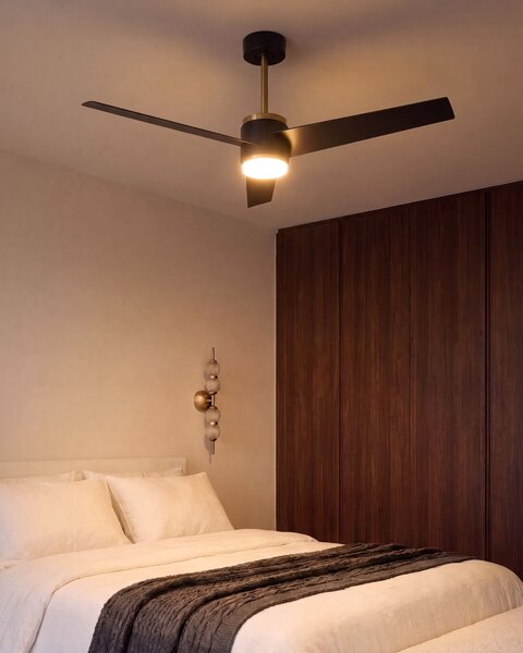 Stropní ventilátor se světlem TROUT s dálkovým ovládáním LED Černá