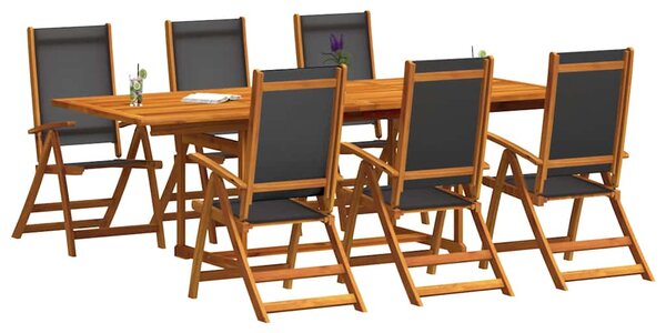 7dílný zahradní jídelní set masivní akáciové dřevo a textilen 3279264