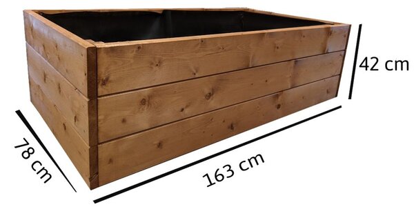 Dřevěný vyvýšený záhon 163 × 78 × 42 cm – masivní smrk