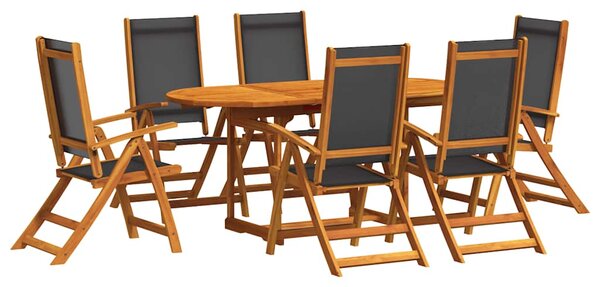 7dílný zahradní jídelní set masivní akáciové dřevo a textilen 3279267
